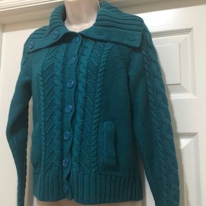 Like New St. John’s Bay Teal Color Sweater Cardigan Size S